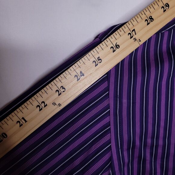 Bugatchi Shirt Mens Large Striped Purple - Picture 8 of 12